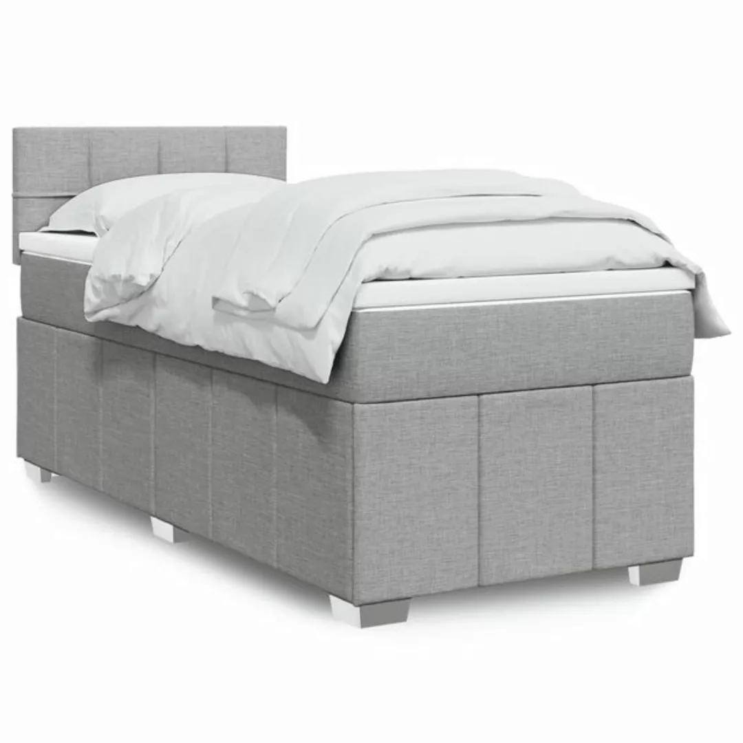 vidaXL Bettgestell Boxspringbett mit Matratze Hellgrau 90x200 cm Stoff Bett günstig online kaufen