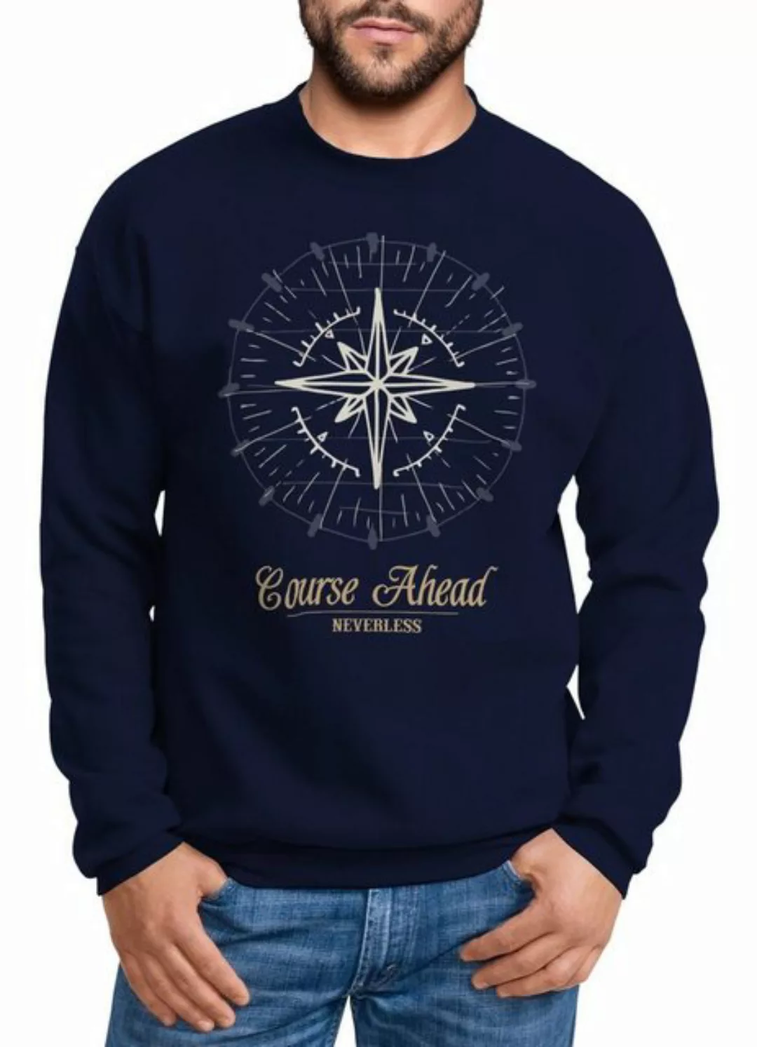 Neverless Sweatshirt Herren Sweatshirt Pullover Kompass Windrose Navigator günstig online kaufen