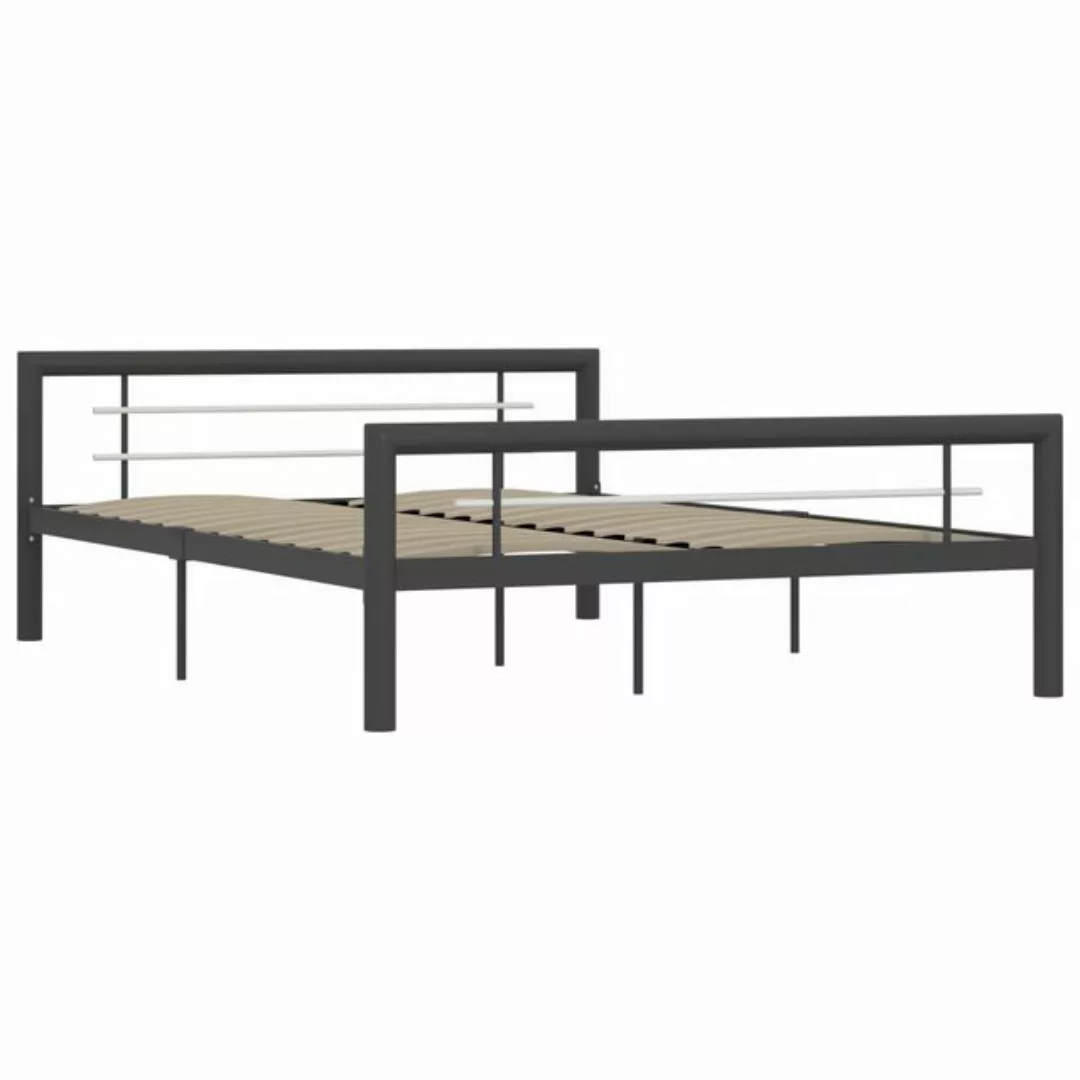 vidaXL Bettgestell Bettgestell Grau und Weiß Metall 140 200 cm Bett Bettrah günstig online kaufen