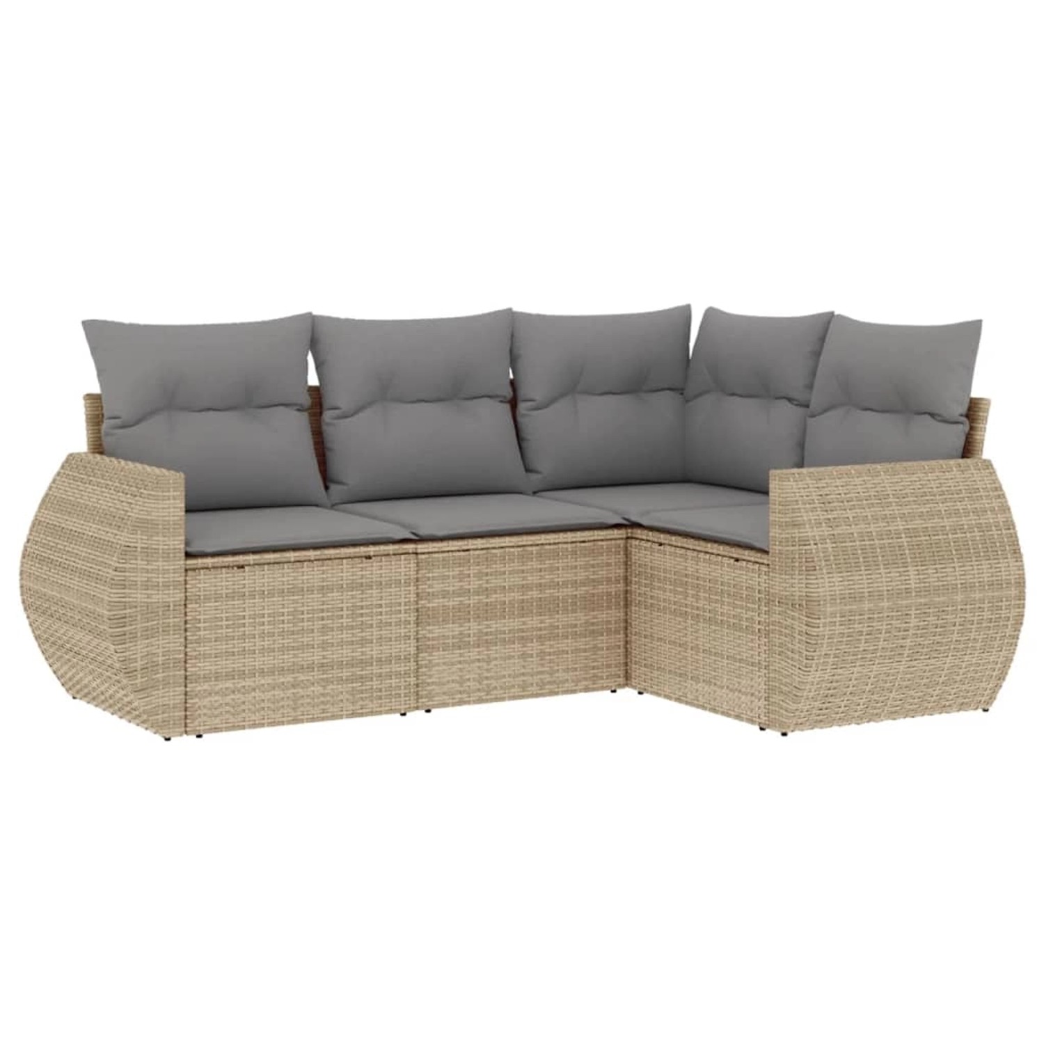 vidaXL 4-Tlg Garten-Sofagarnitur mit Kissen Beige Poly Rattan 3221308 günstig online kaufen