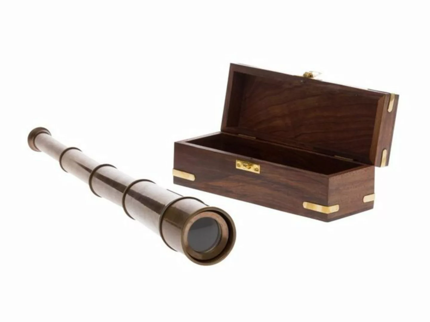 Aubaho Fernrohr Messing 49cm mit Holzbox Maritim Teleskop Monokular Ferngla günstig online kaufen