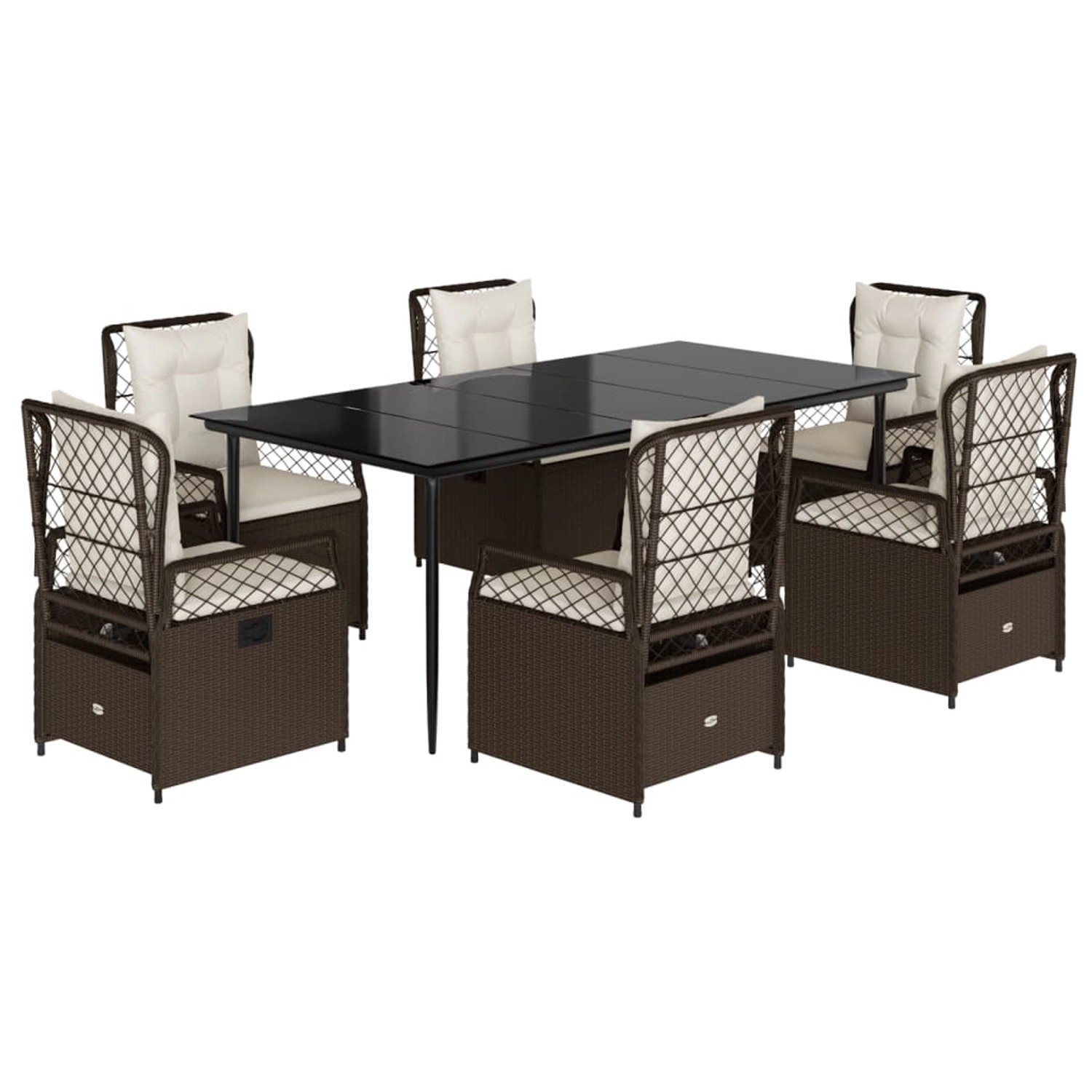 vidaXL 7-Tlg Garten-Essgruppe mit Kissen Braun Poly Rattan 3262976 günstig online kaufen