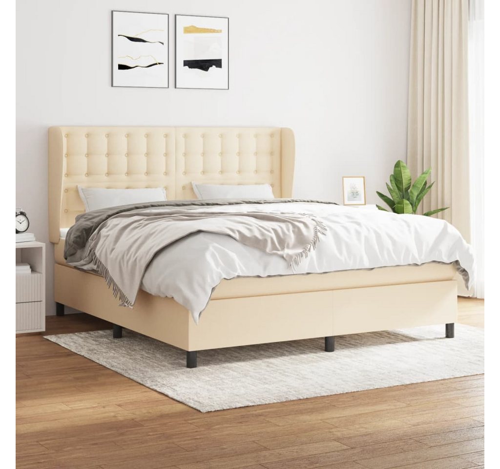 vidaXL Boxspringbett Boxspringbett mit Matratze Creme 180x200 cm Stoff Bett günstig online kaufen