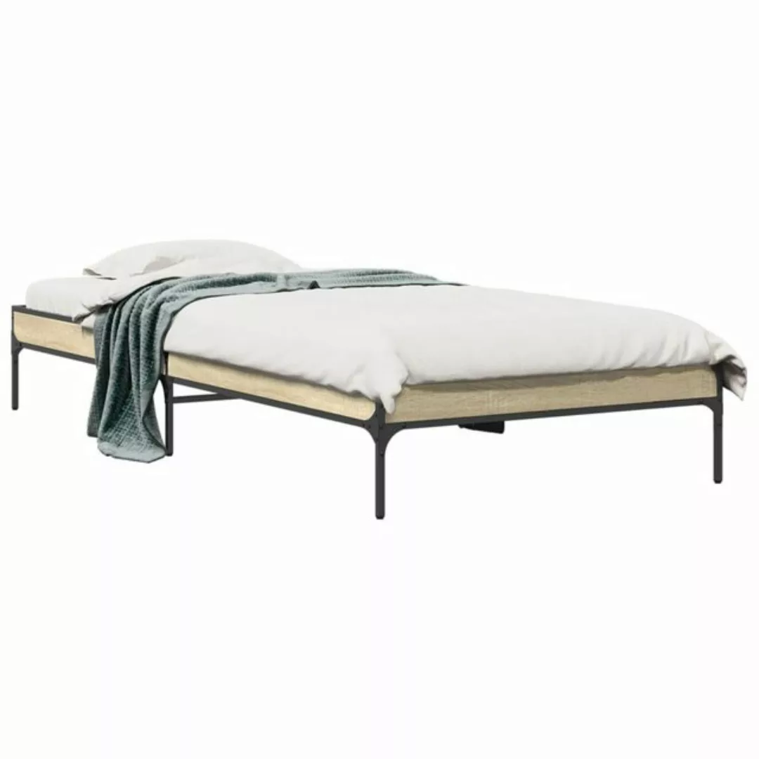 vidaXL Bett Bettgestell Sonoma-Eiche 90x190 cm Holzwerkstoff und Metall günstig online kaufen