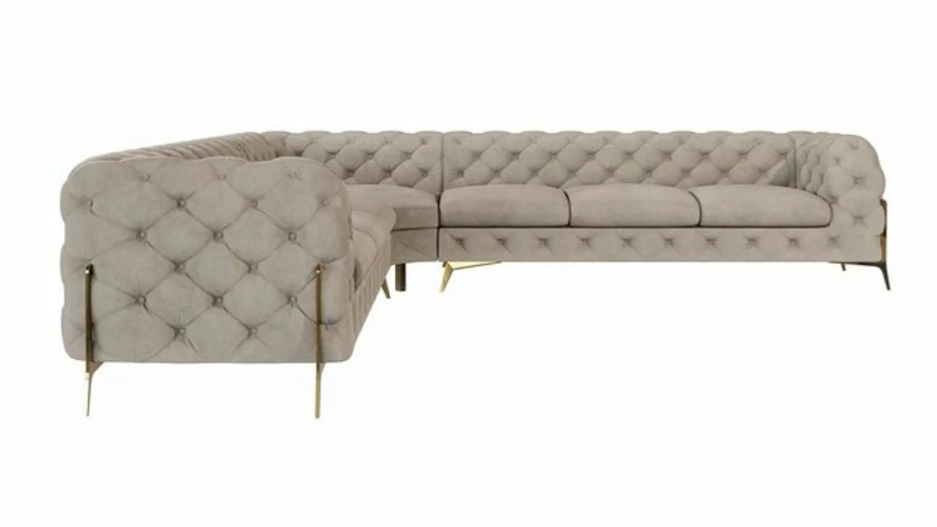 S-Style Möbel Ecksofa Chesterfield Ashley mit Goldene Metall Füßen, mit Wel günstig online kaufen