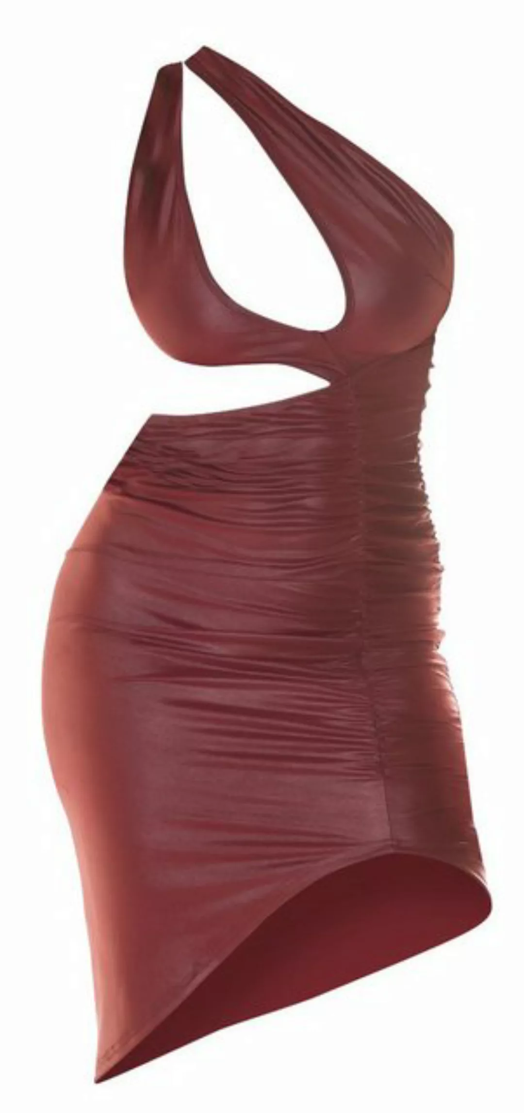 Koucla One-Shoulder-Kleid Minikleid - gerafft - Clubwear Party Wetlook günstig online kaufen