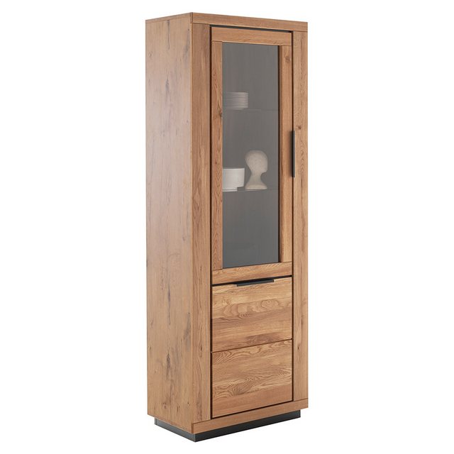 Lomadox Vitrine GIUSTINO-06 Eiche teilmassiv geölt, Massivholzfronten, 72cm günstig online kaufen