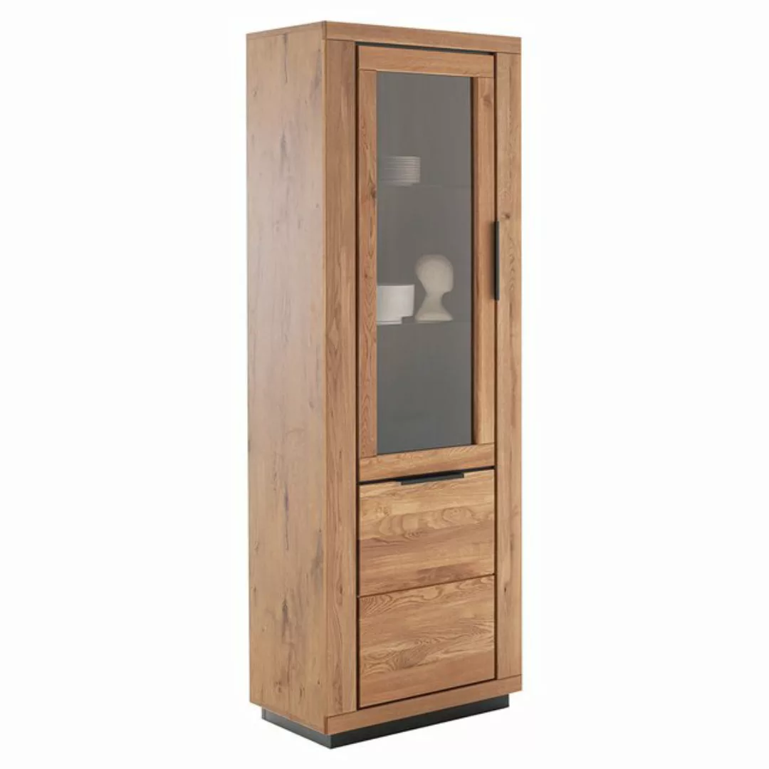 Lomadox Vitrine GIUSTINO-06 Eiche teilmassiv geölt, Massivholzfronten, 72cm günstig online kaufen