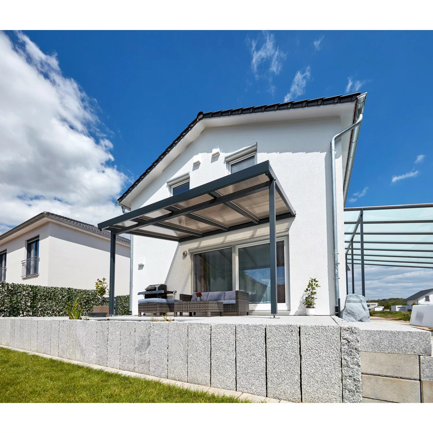 Terrassenüberdachung Premium (BxT) 309 cm x 306 cm Anthrazit Polycarbonat B günstig online kaufen