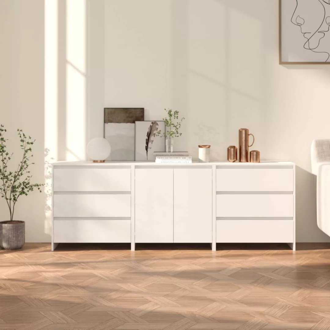 Vidaxl 3-tlg. Sideboard Weiß Holzwerkstoff günstig online kaufen