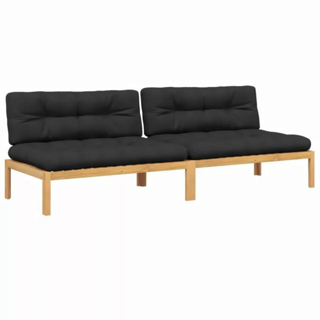 vidaXL Loungesofa Garten-Mittelsofas aus Paletten 2 Stk. mit Kissen nholz, günstig online kaufen