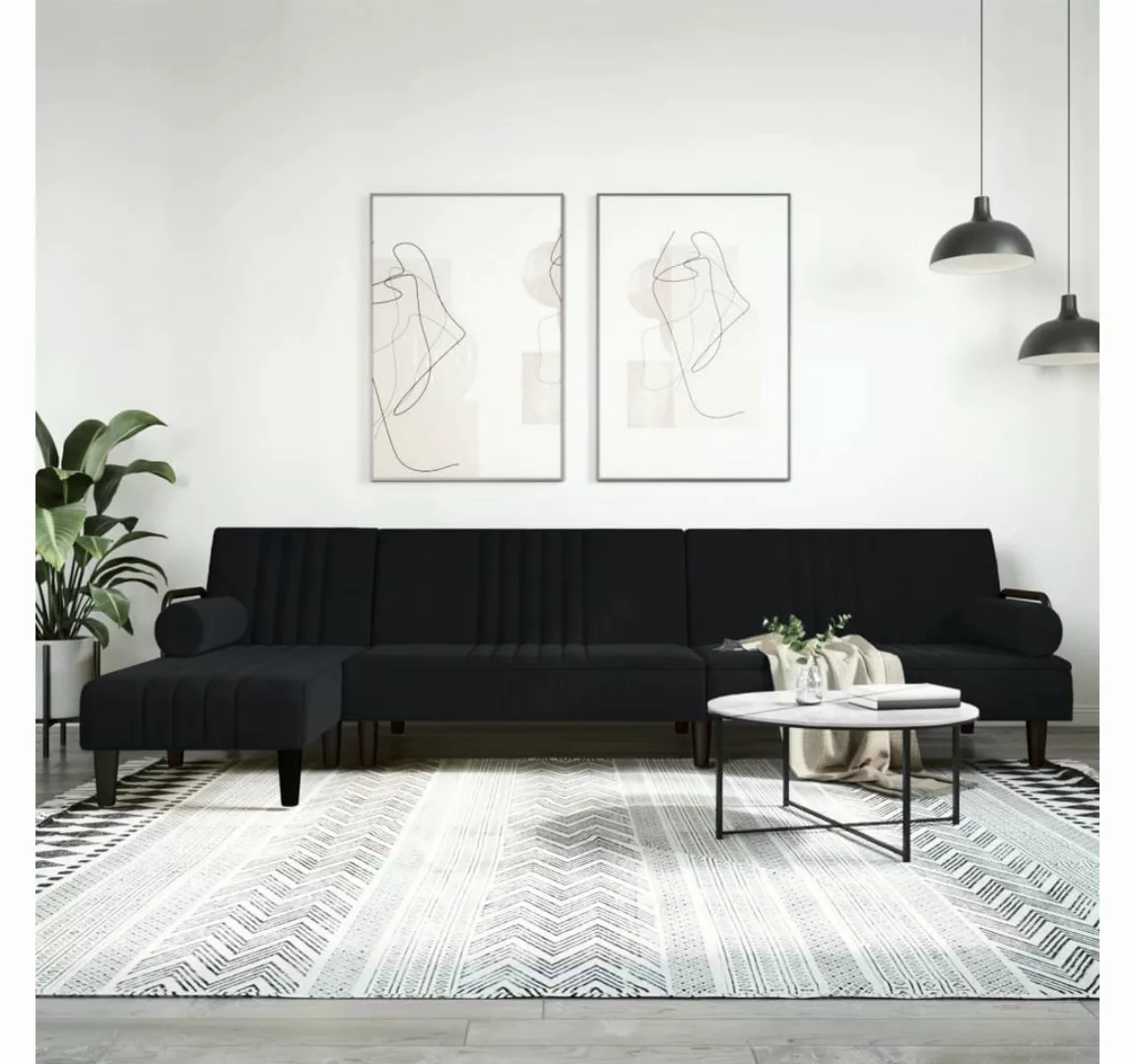 vidaXL Sofa Schlafsofa in L-Form Schwarz 260x140x70 cm Samt günstig online kaufen