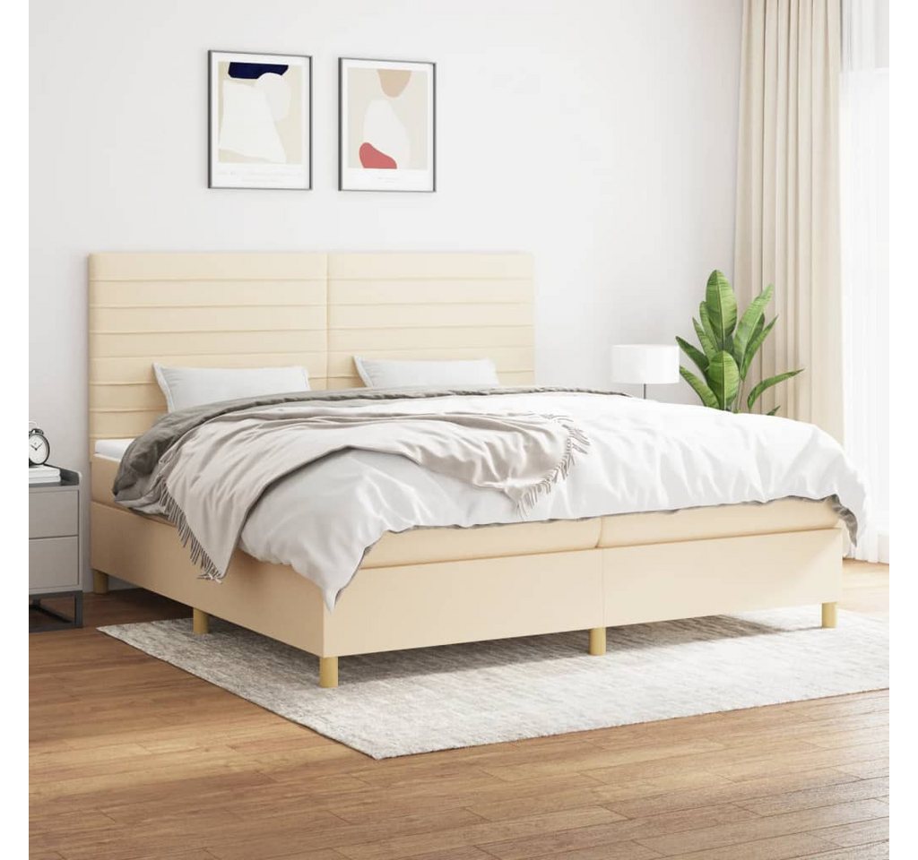 vidaXL Boxspringbett Boxspringbett mit Matratze Creme 200x200 cm Stoff Bett günstig online kaufen