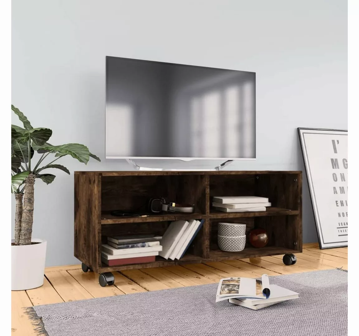 vidaXL TV-Schrank TV-Schrank mit Rollen Räuchereiche 90x35x35 cm Holzwerkst günstig online kaufen