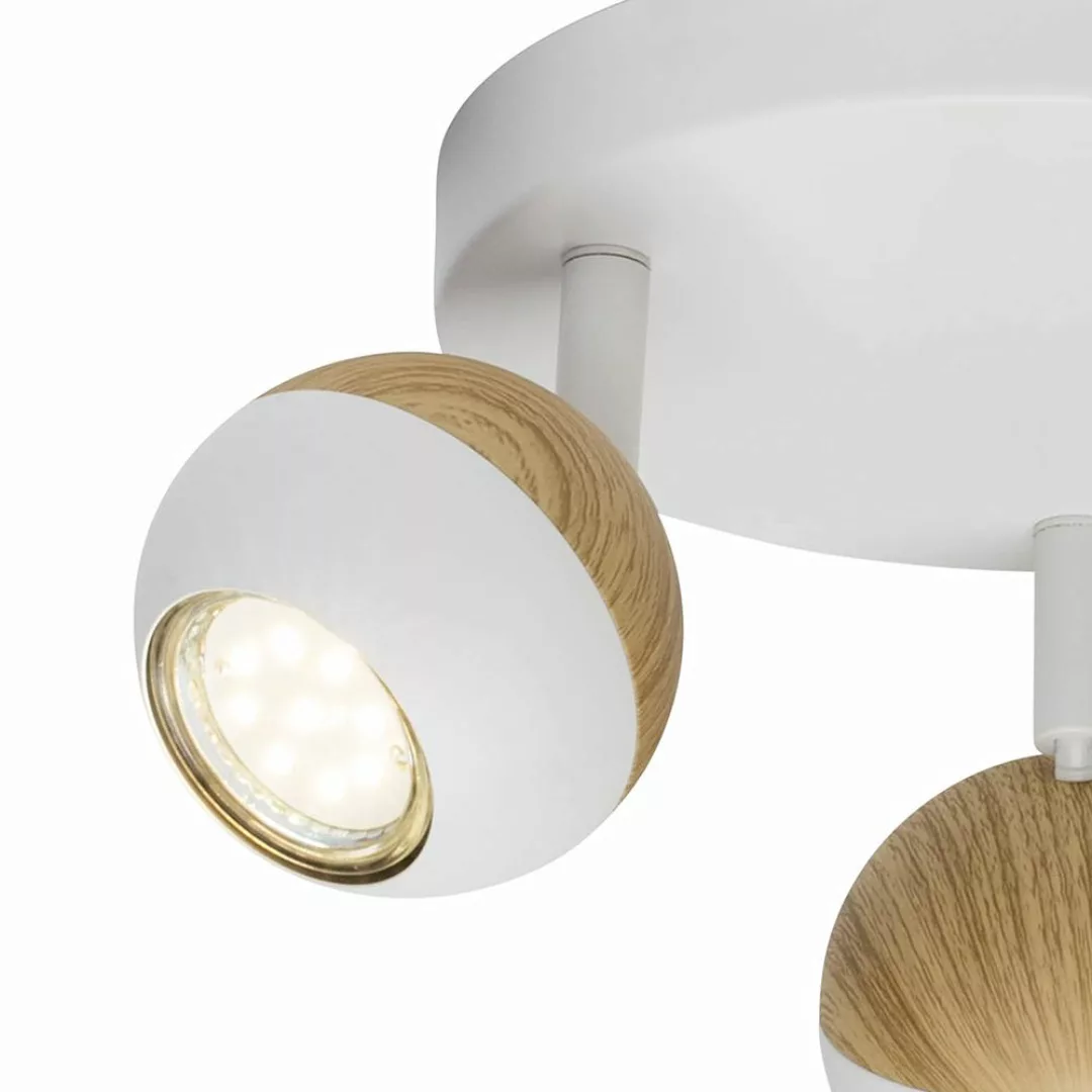 Brilliant LED-Spotrondell Scan 3-flammig Weiß und Holz günstig online kaufen