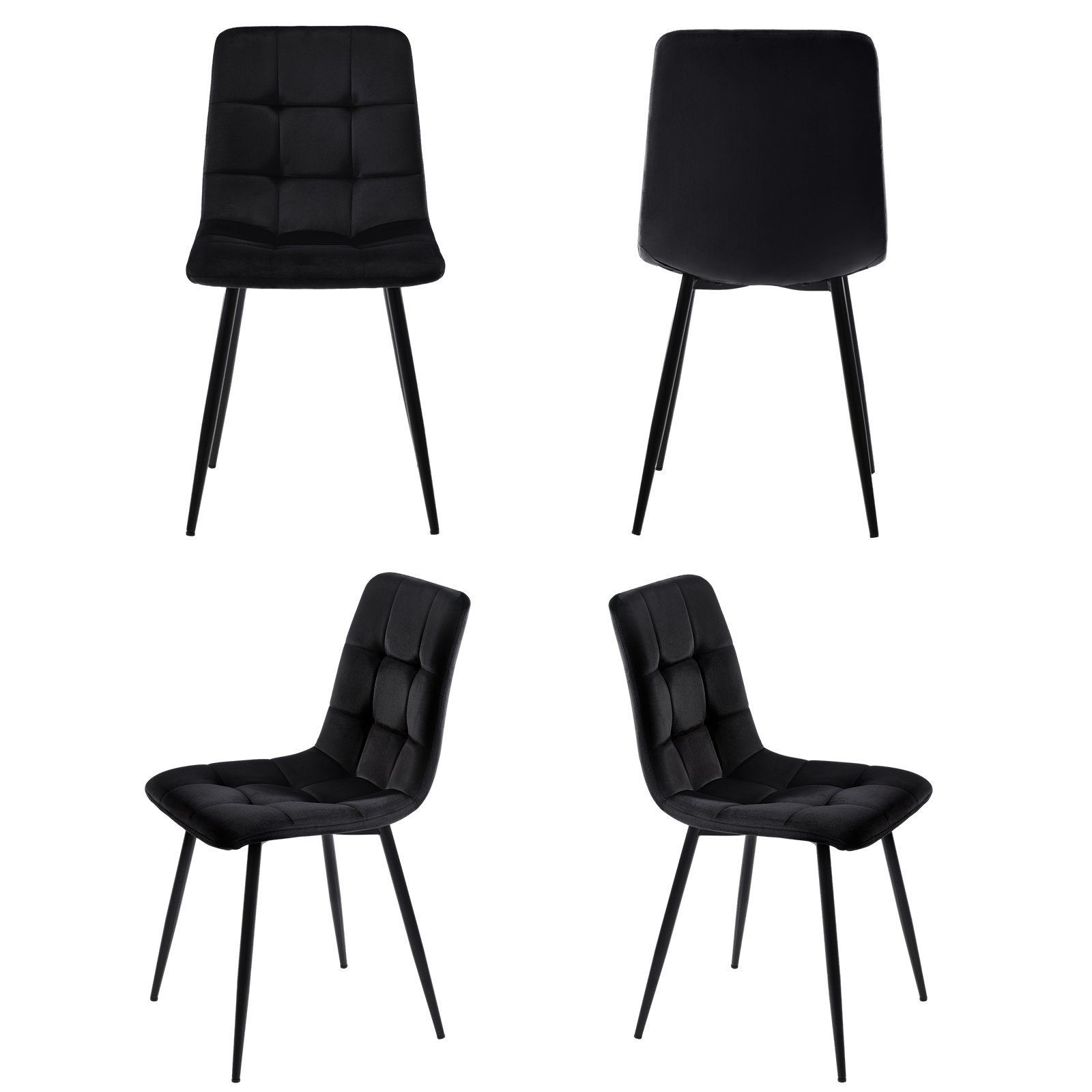 FUROKOY 4-Fußstuhl Esszimmerstuhl Samt Stoff (4 günstig online kaufen