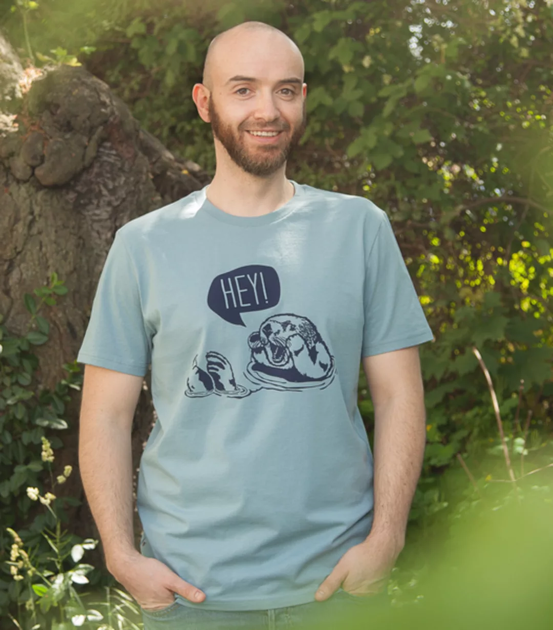 Hey Oskar Otter - Fair Wear Männer T-shirt - Blau günstig online kaufen