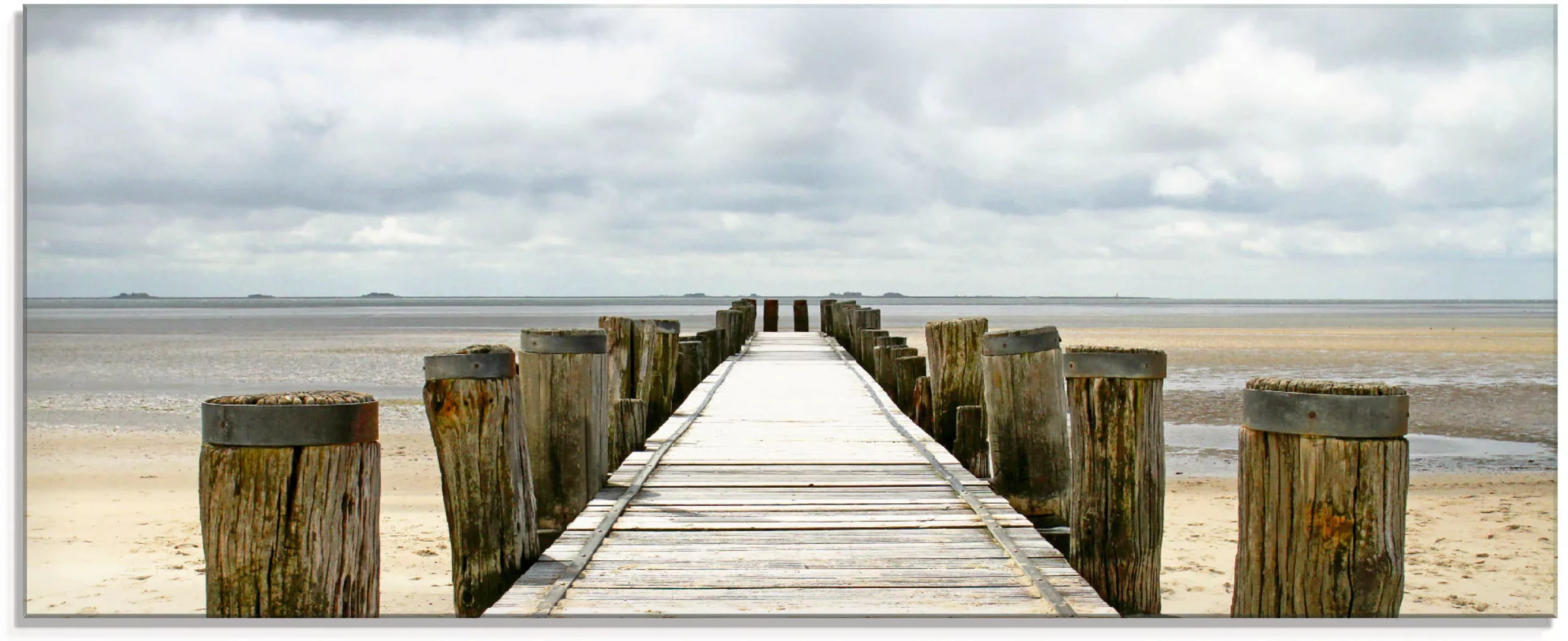 Artland Glasbild "Steg ins Watt", Strand, (1 St.), in verschiedenen Größen günstig online kaufen