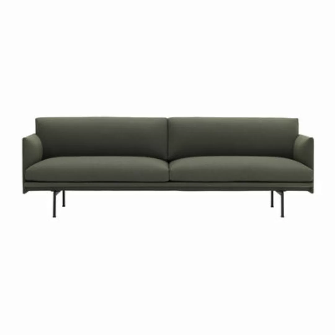 Sofa Outline textil grün / 3-Sitzer - L 220 cm - Muuto - Grün günstig online kaufen