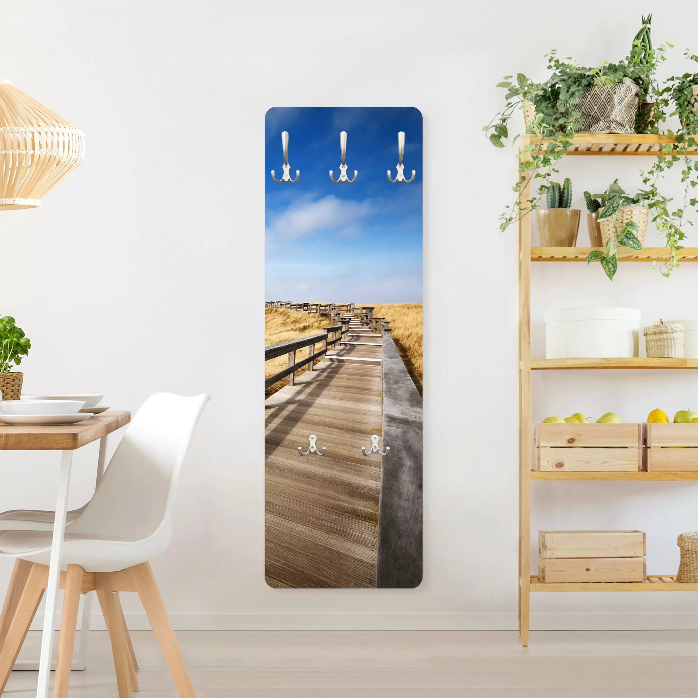 Wandgarderobe Holzpaneel Architektur & Skyline Dünenweg an der Nordsee auf günstig online kaufen