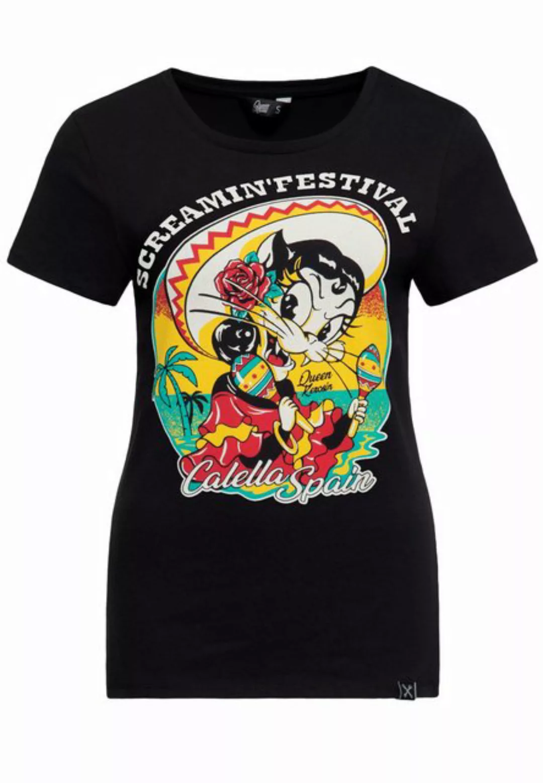 QueenKerosin Print-Shirt Screamin' - 50s Rock & Rhythm Festival (1-tlg) mit günstig online kaufen