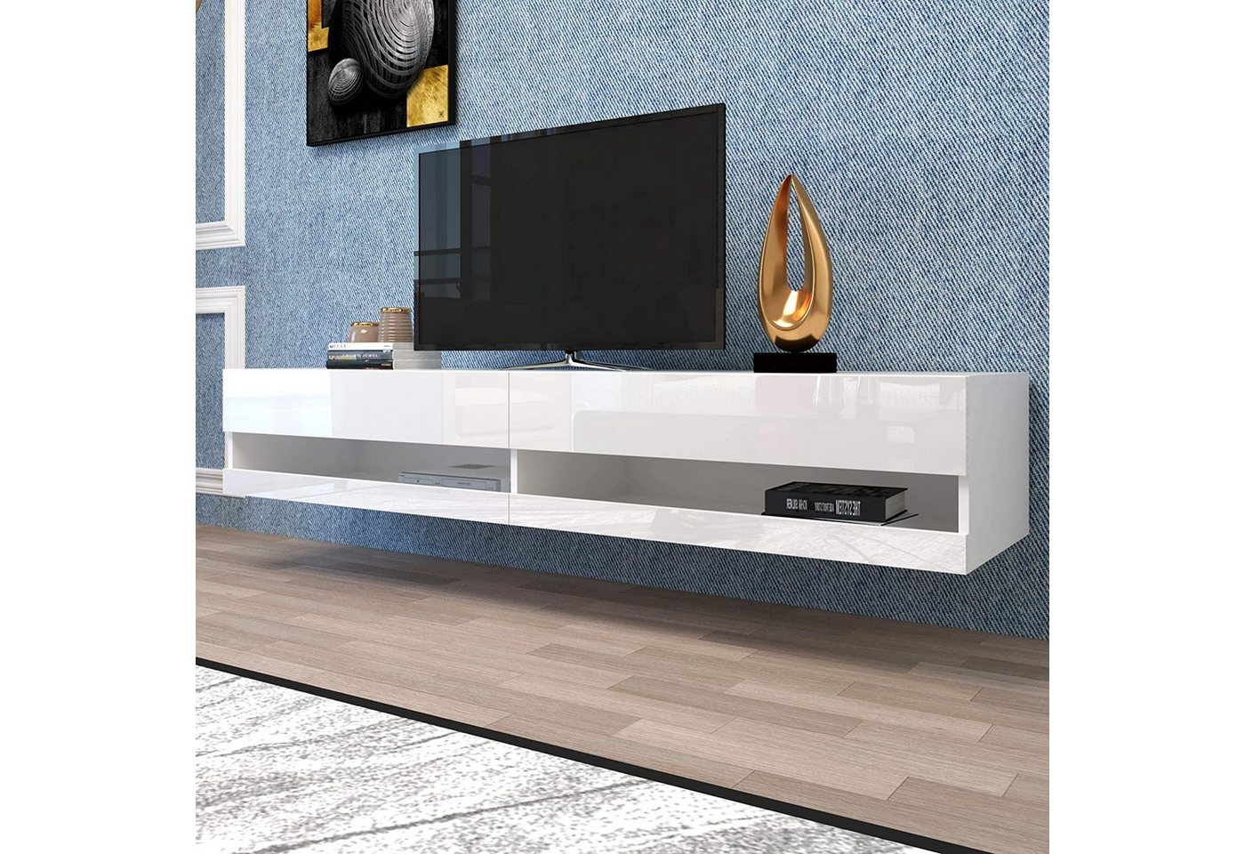 MODFU TV-Schrank TV-Lowboard (mit LED-Beleuchtung, hochwertiges TV-Board, m günstig online kaufen