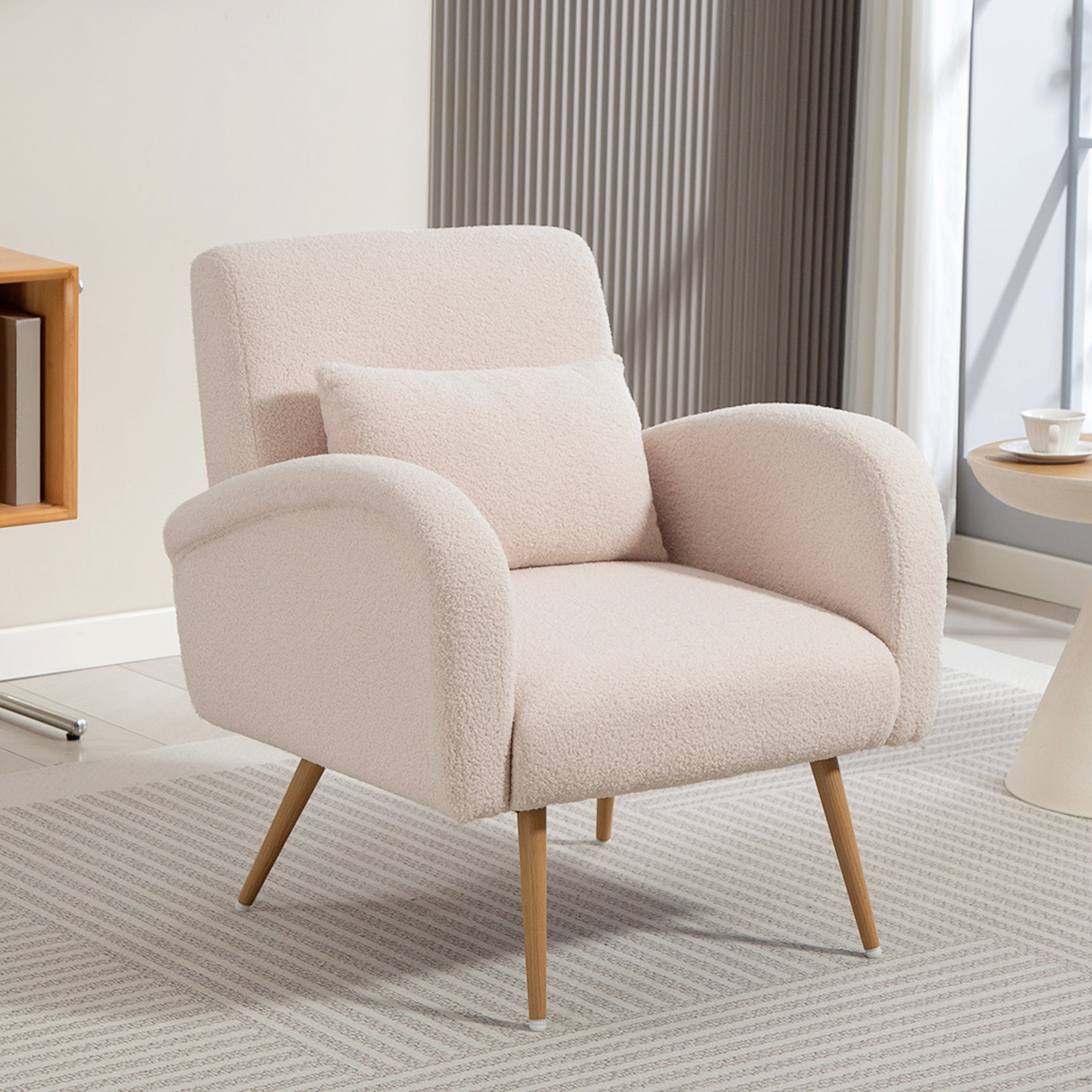 HOMCOM Loungesessel gepolstert, moderne Sessel mit Teddyplüschbezug und Len günstig online kaufen