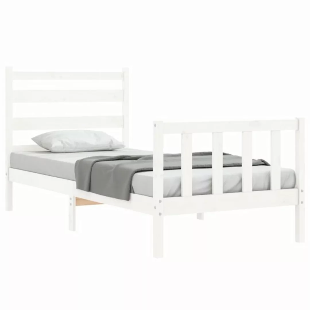 vidaXL Bett Massivholzbett mit Kopfteil Weiß 90x190 cm günstig online kaufen