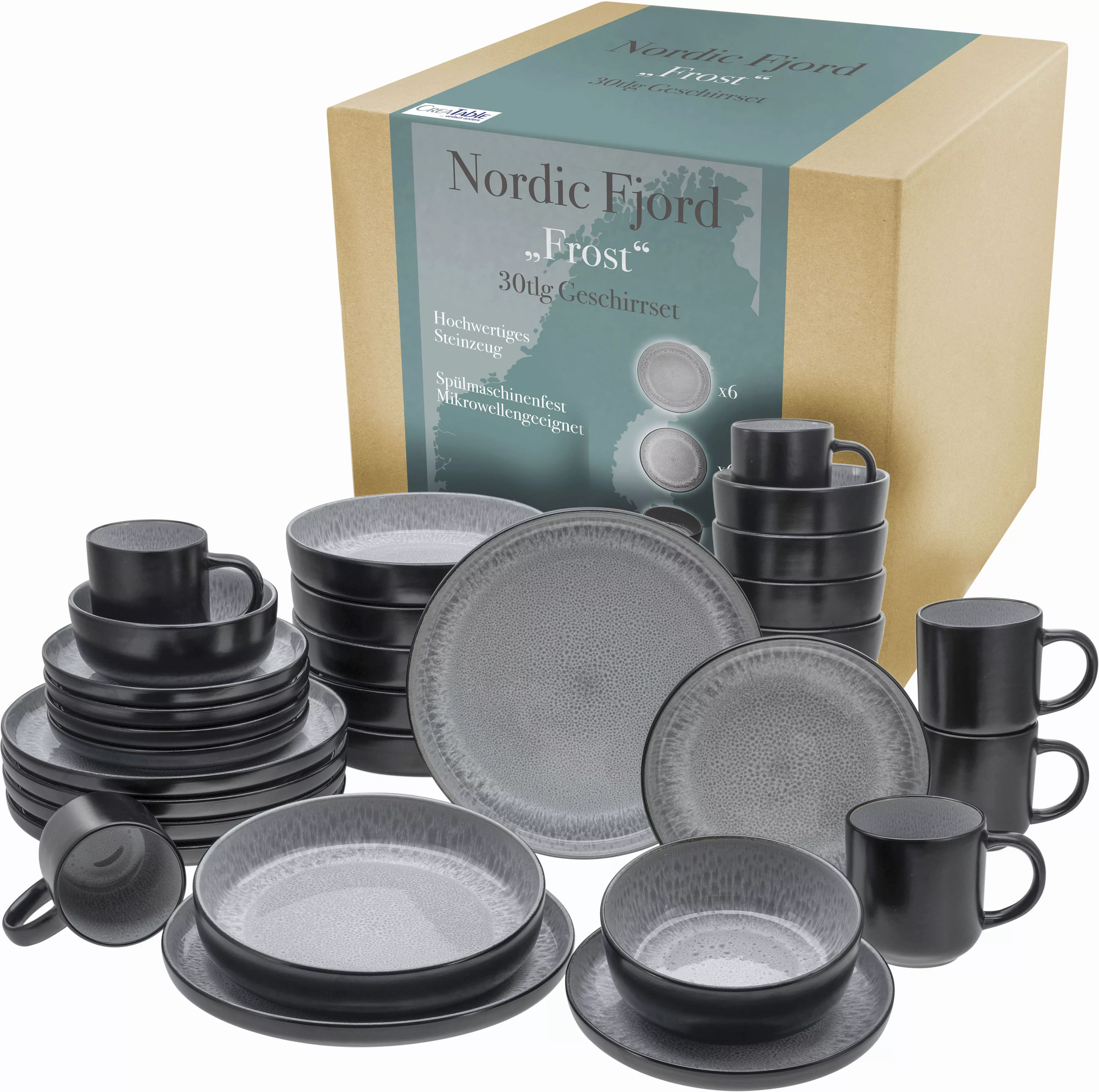 CreaTable Kombiservice »Nordic Fjord«, (Set, 30 tlg.), je 6 Speiseteller, S günstig online kaufen