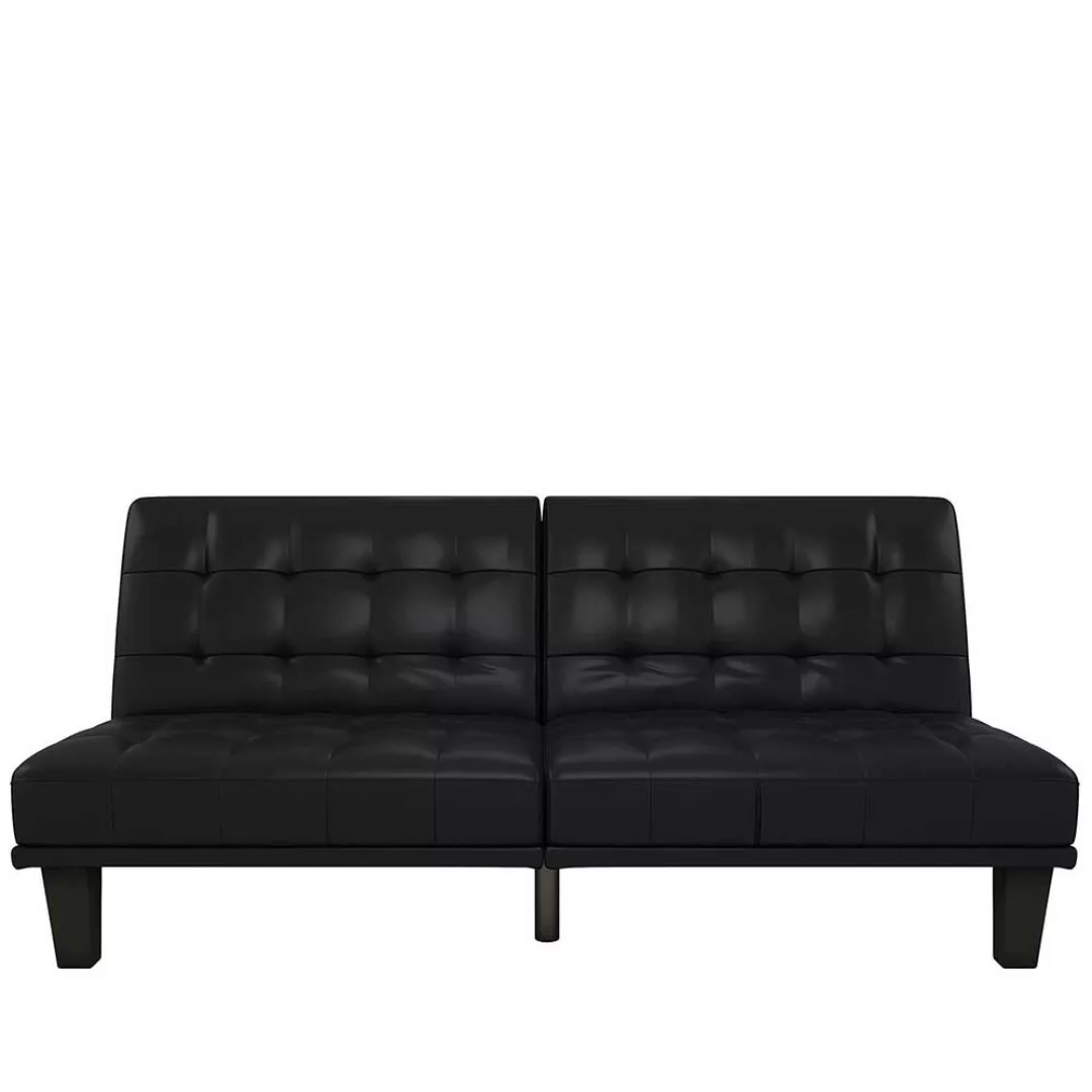 Schwarzes Kunstledersofa in modernem Design Schlaffunktion günstig online kaufen