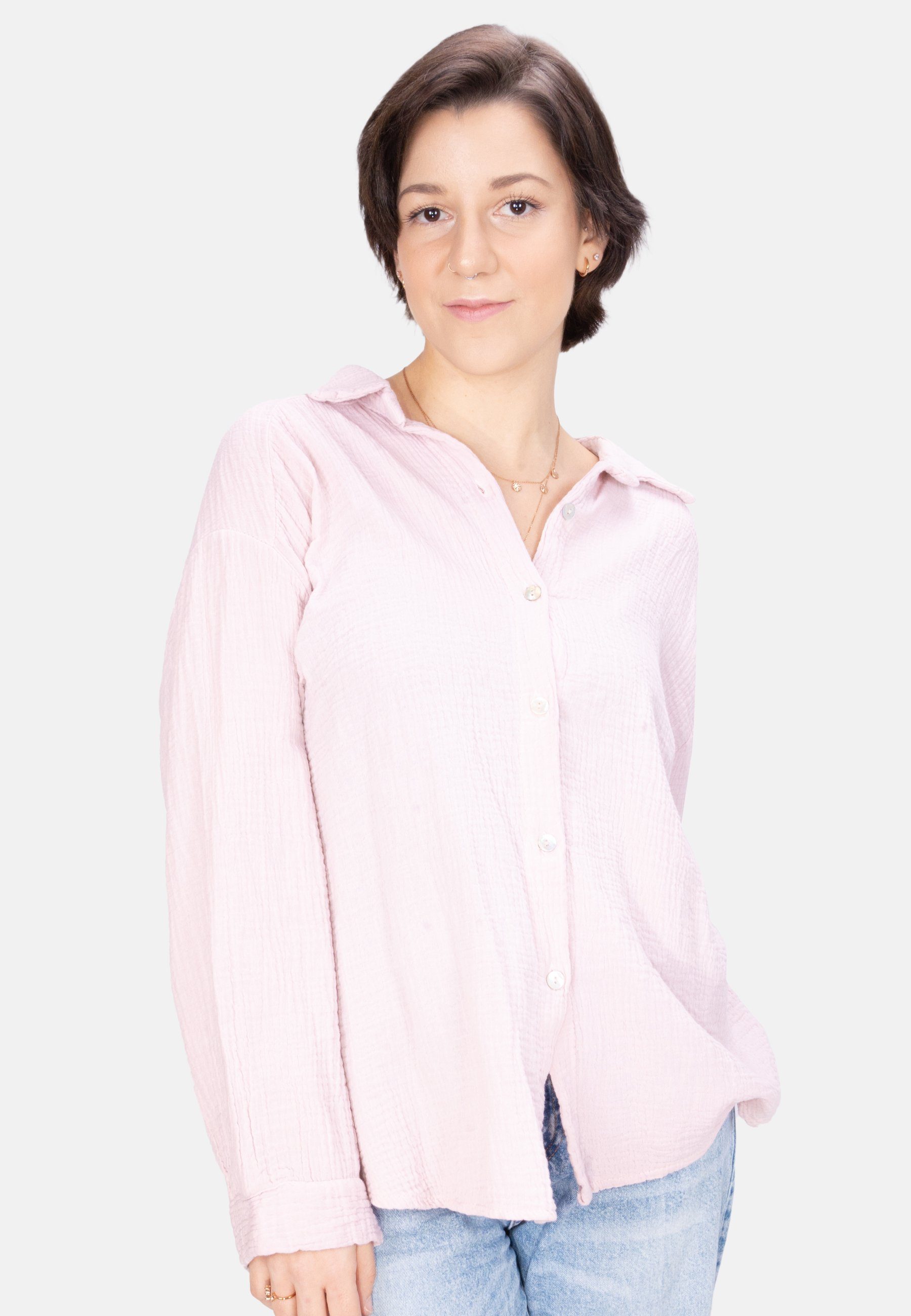 Seasons of April Hemdbluse Oversized Musselinbluse günstig online kaufen