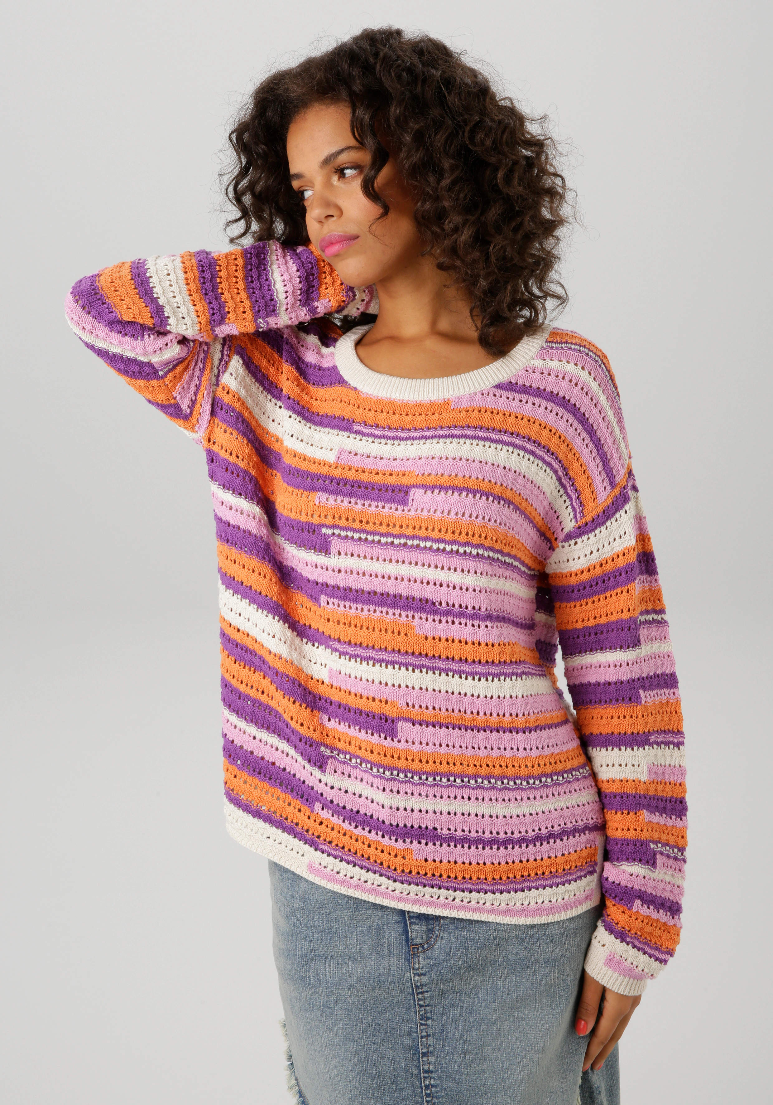 Aniston CASUAL Strickpullover, im extravagantem Streifen-Dessin - NEUE KOLL günstig online kaufen