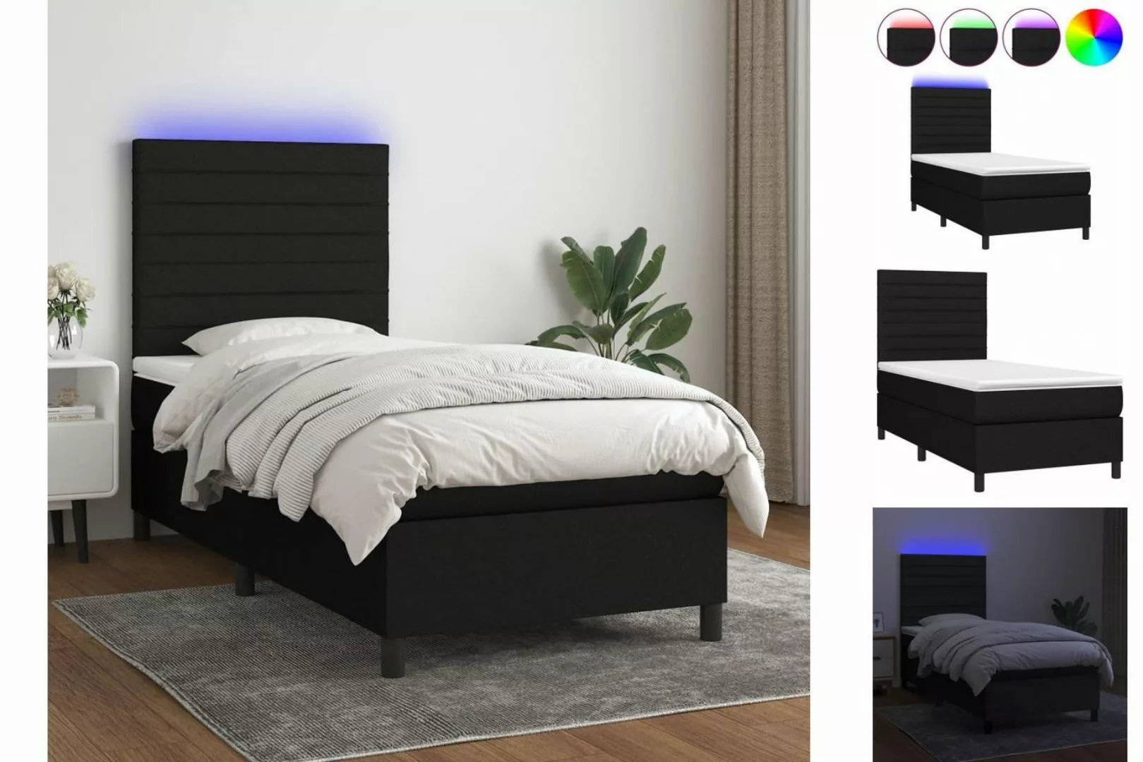 vidaXL Boxspringbett Bett Boxspringbett mit Matratze & LED Stoff (100 x 200 günstig online kaufen