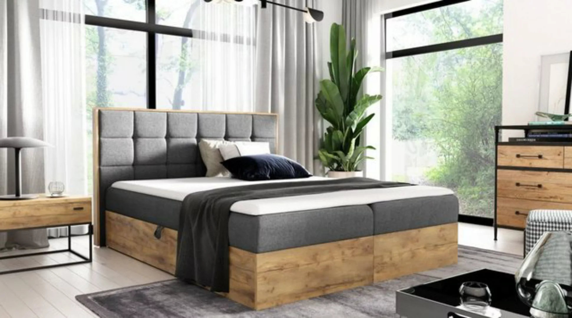 Luxusbetten24 Holzbett Designer Holzbett Kinea, mit Stauraum günstig online kaufen