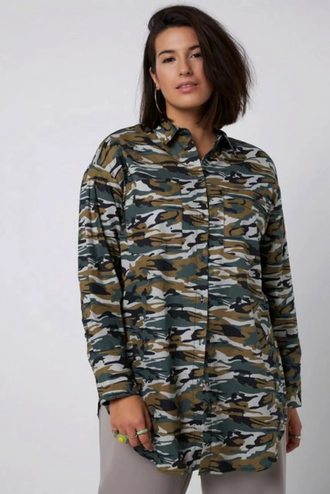 Studio Untold Hemdbluse Hemdbluse oversized Camouflage Hemdkragen Langarm günstig online kaufen