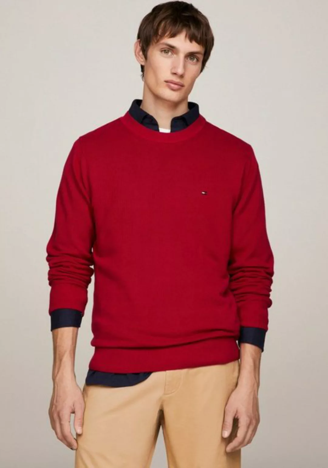 Tommy Hilfiger Longpullover CHAIN RIDGE STRUCTURE C NECK mit Rundhalsaussch günstig online kaufen