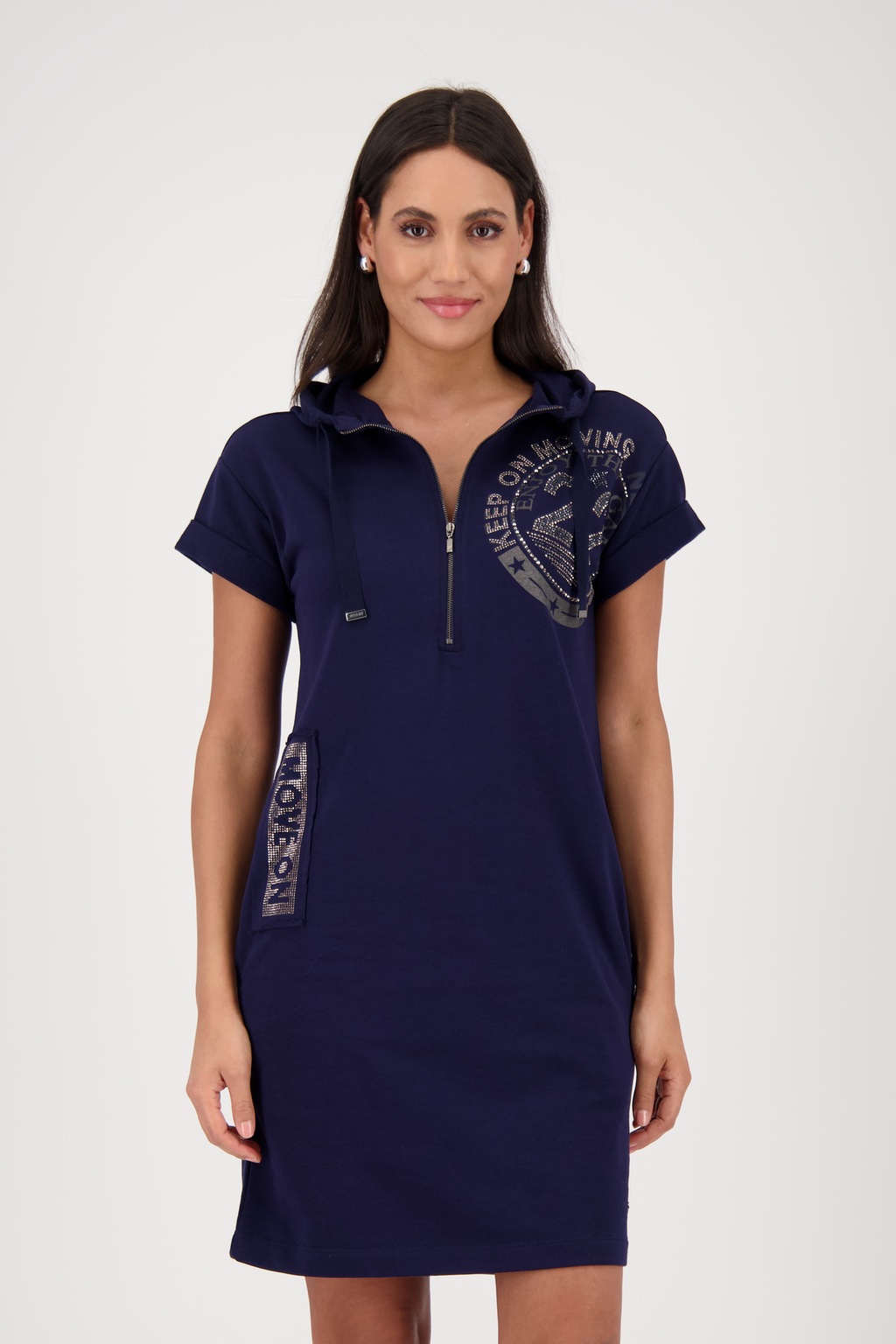 Monari Shirtkleid, mit Folienglanzdruck und Glitzernieten günstig online kaufen