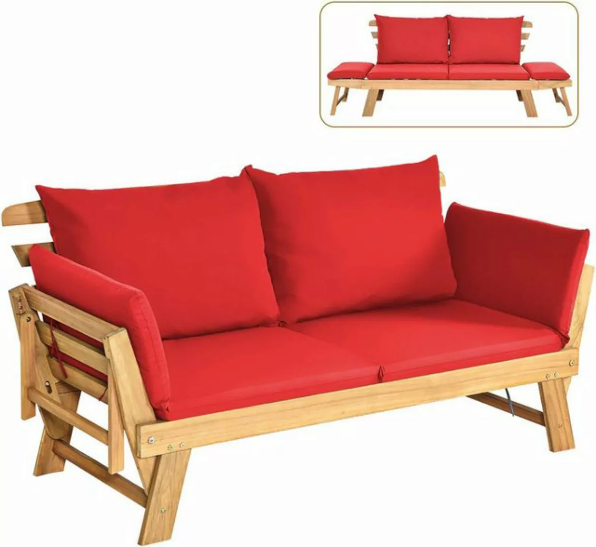 COSTWAY Loungesofa, Gartenbank mit klappbaren Seitenlehnen & Auflage günstig online kaufen