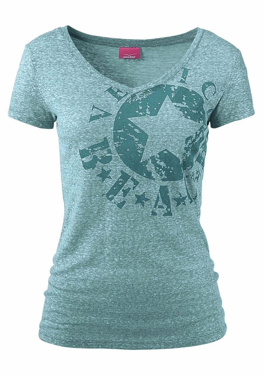 Venice Beach Strandshirt, mit Logo-Druck aus melierter Ware, Vintage-Look, günstig online kaufen