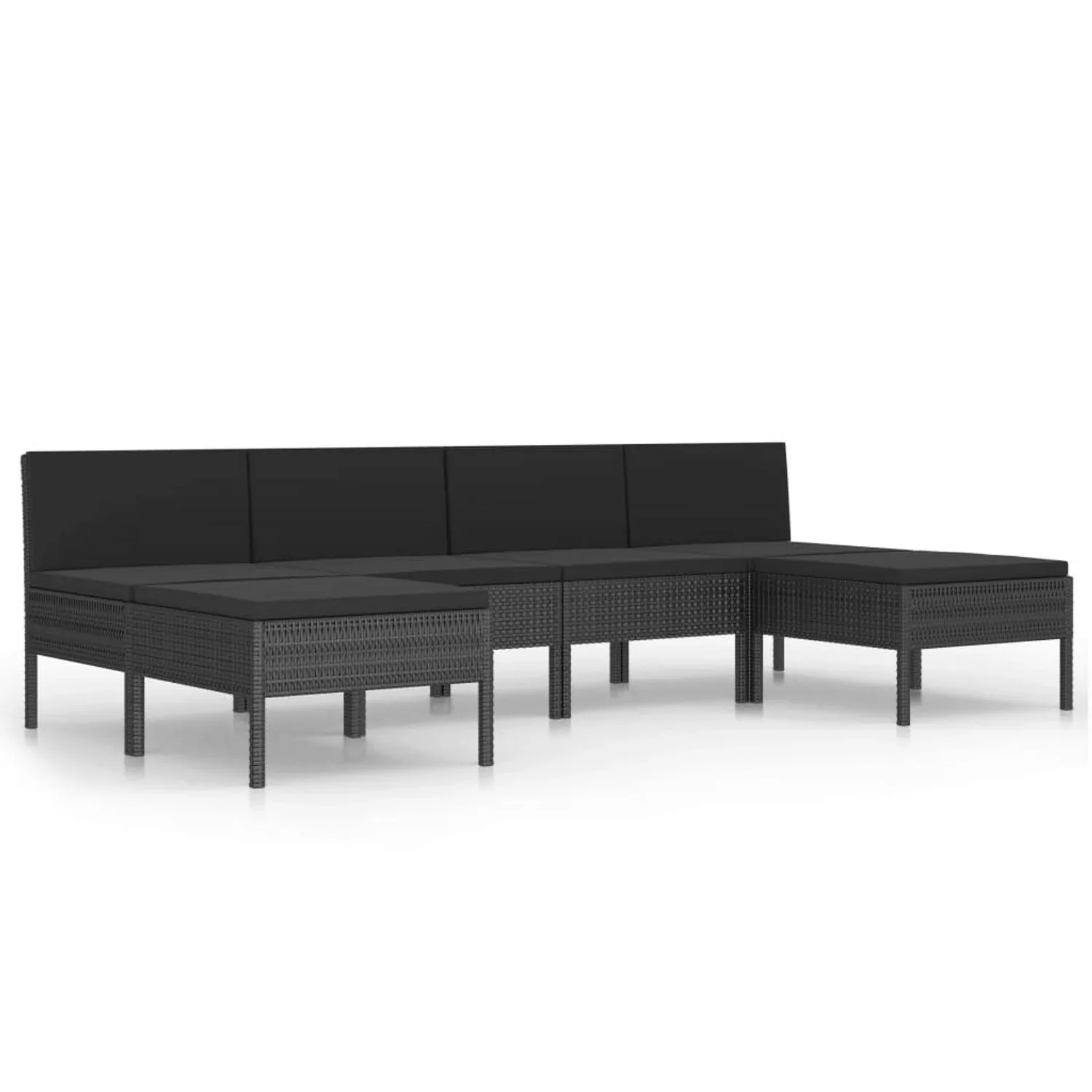 6-tlg. Garten-lounge-set Mit Auflagen Poly Rattan Schwarz günstig online kaufen