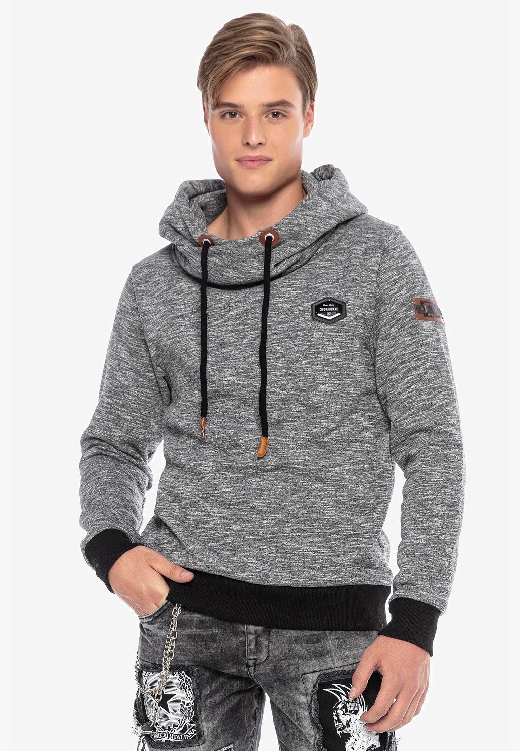 Cipo & Baxx Kapuzensweatshirt, mit modischem Schalkragen günstig online kaufen