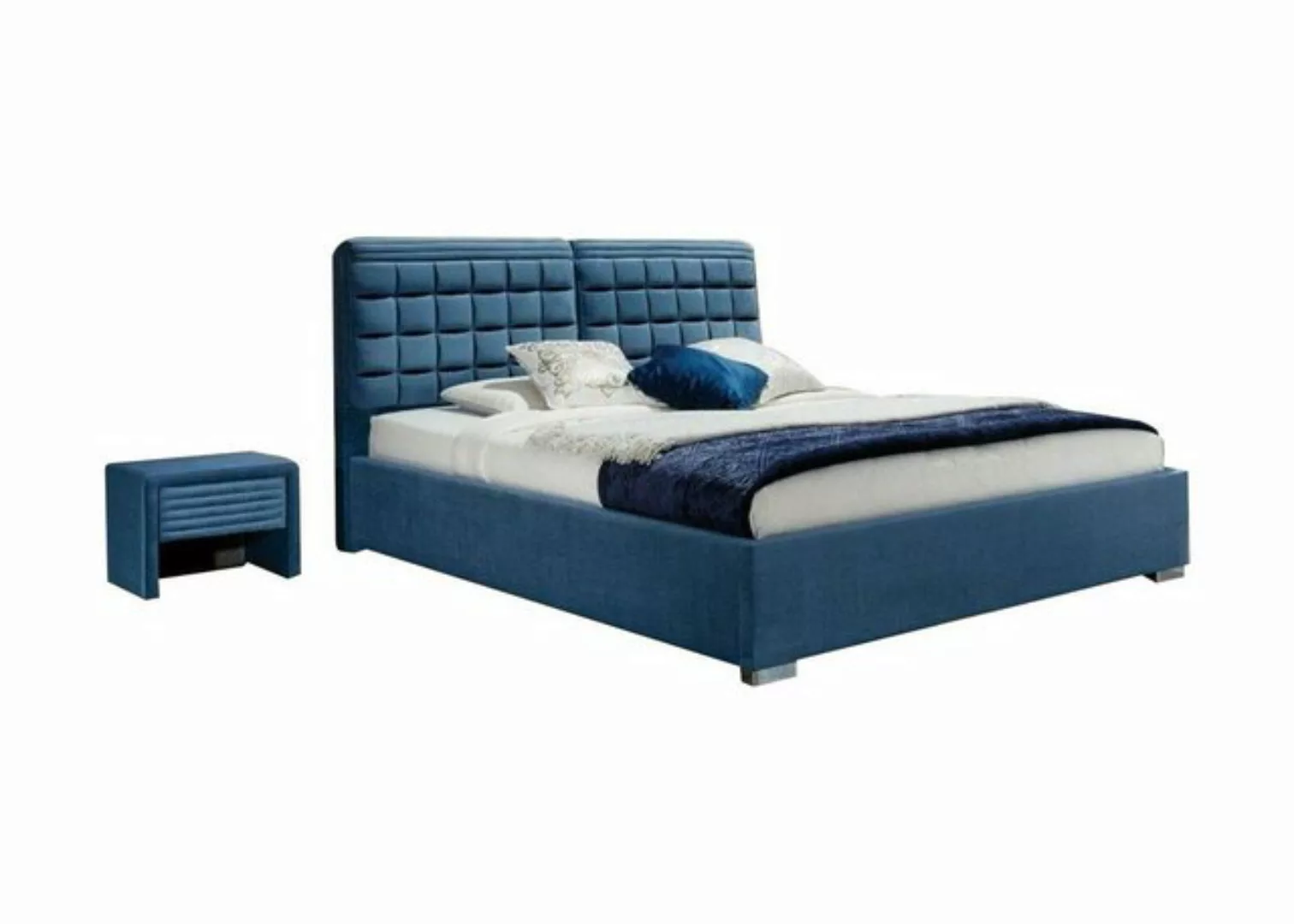 Xlmoebel Bett Luxus Boxspring Bett Design Stoff Blau Doppel Hotel Schlafzim günstig online kaufen