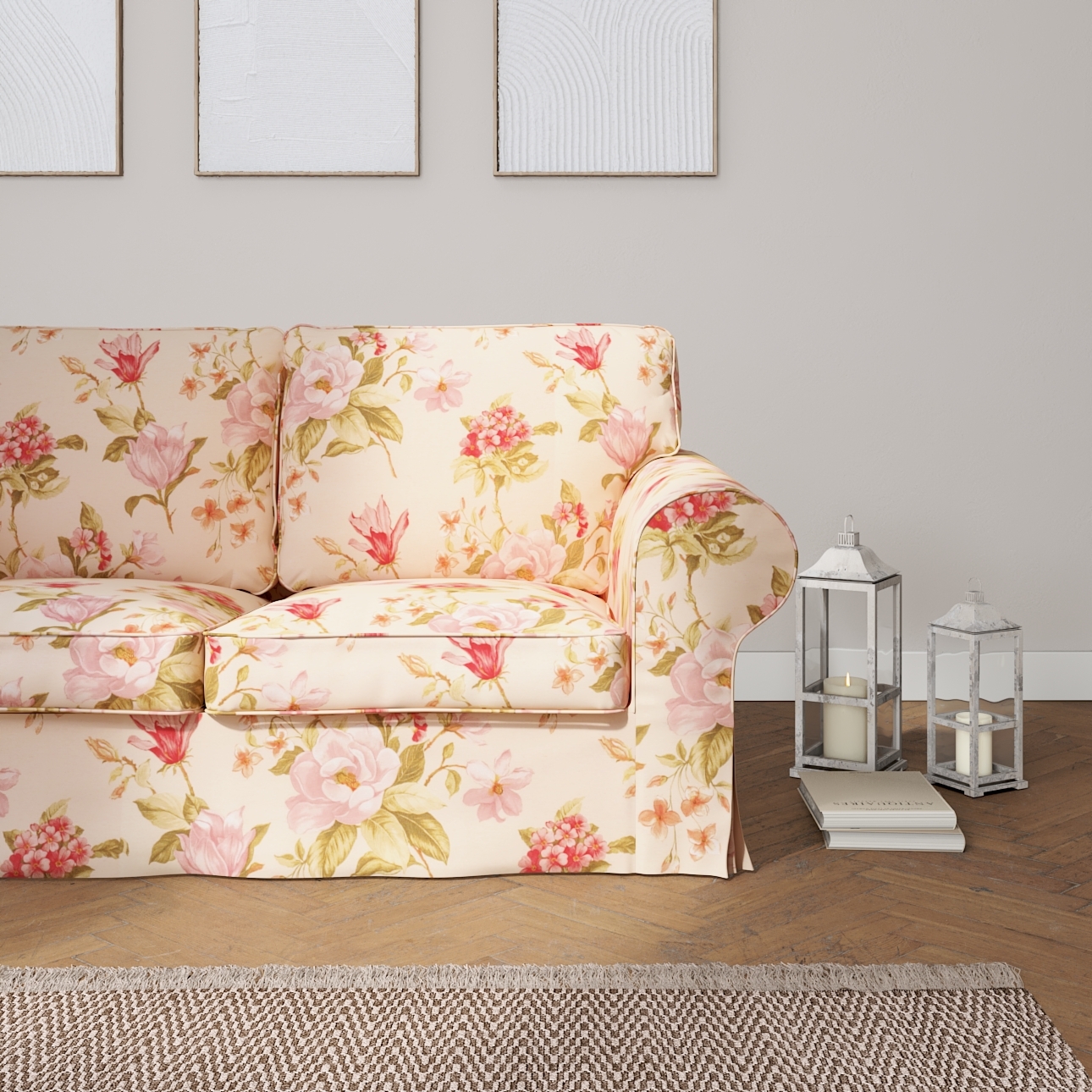 Bezug für Ektorp 2-Sitzer Sofa nicht ausklappbar, creme-rosa, Sofabezug für günstig online kaufen