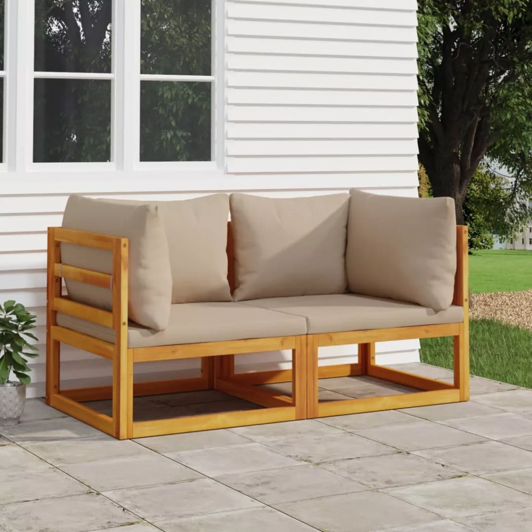 Vidaxl Modular-ecksofas 2 Stk. Mit Kissen Taupe Massivholz Akazie günstig online kaufen