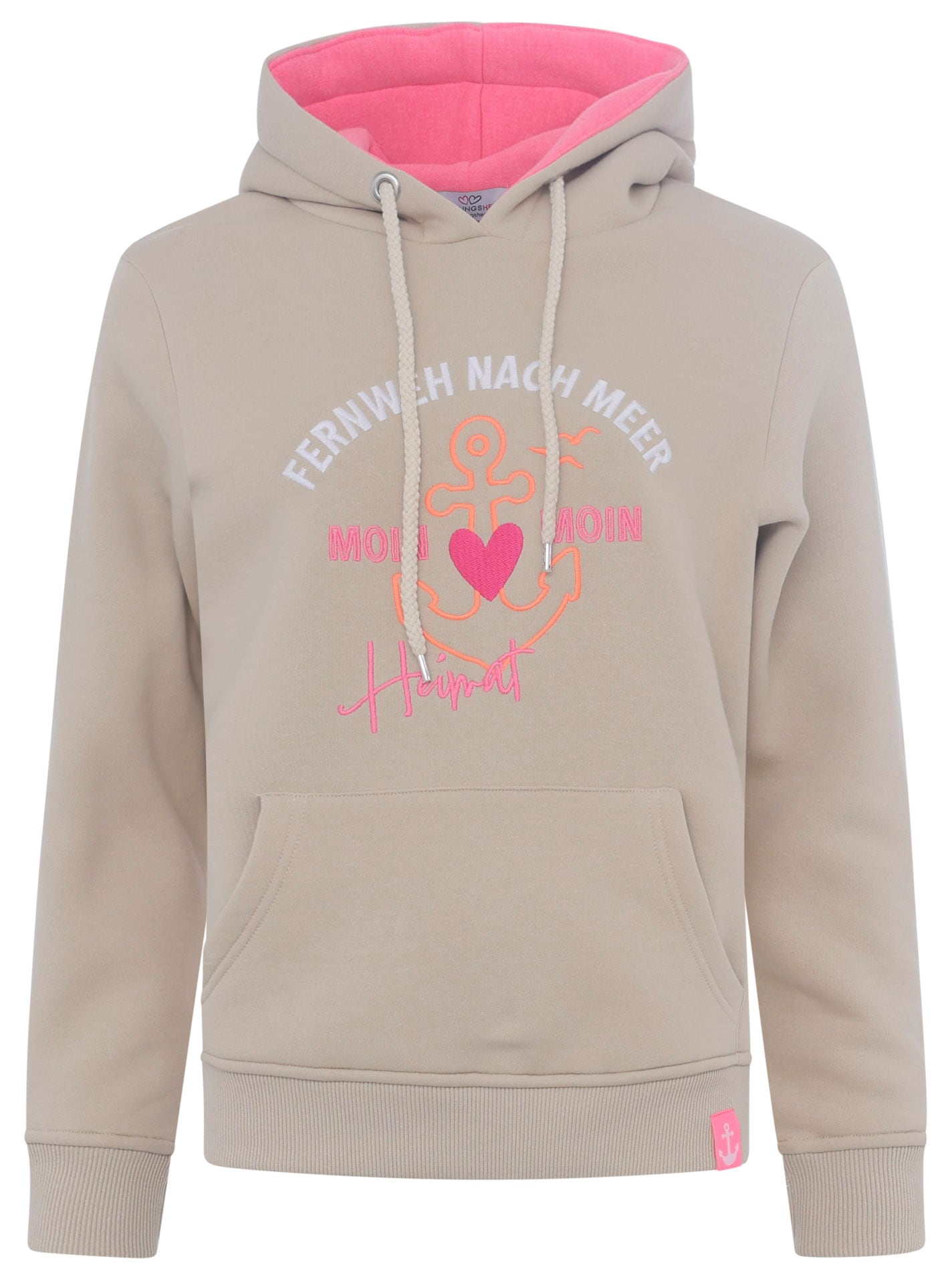 Zwillingsherz Hoodie ""Fernweh nach Meer"", mit maritimer Stickerei, Kängur günstig online kaufen