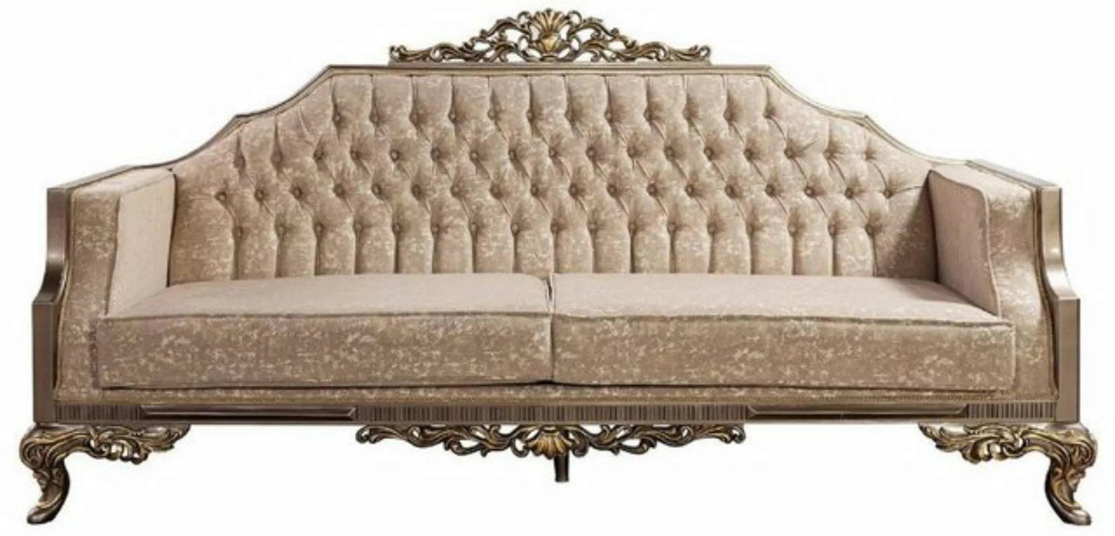 Casa Padrino Sofa Luxus Barock Sofa Grau / Beige / Silber / Gold - Prunkvol günstig online kaufen