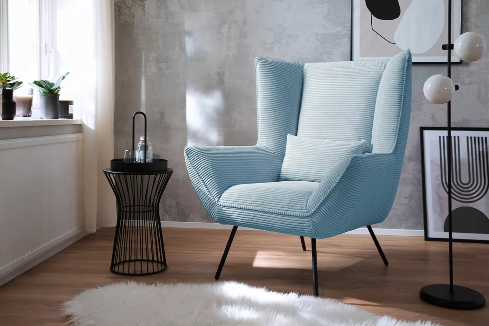 KAWOLA Sessel IVA Relaxsessel Cord hellblau günstig online kaufen