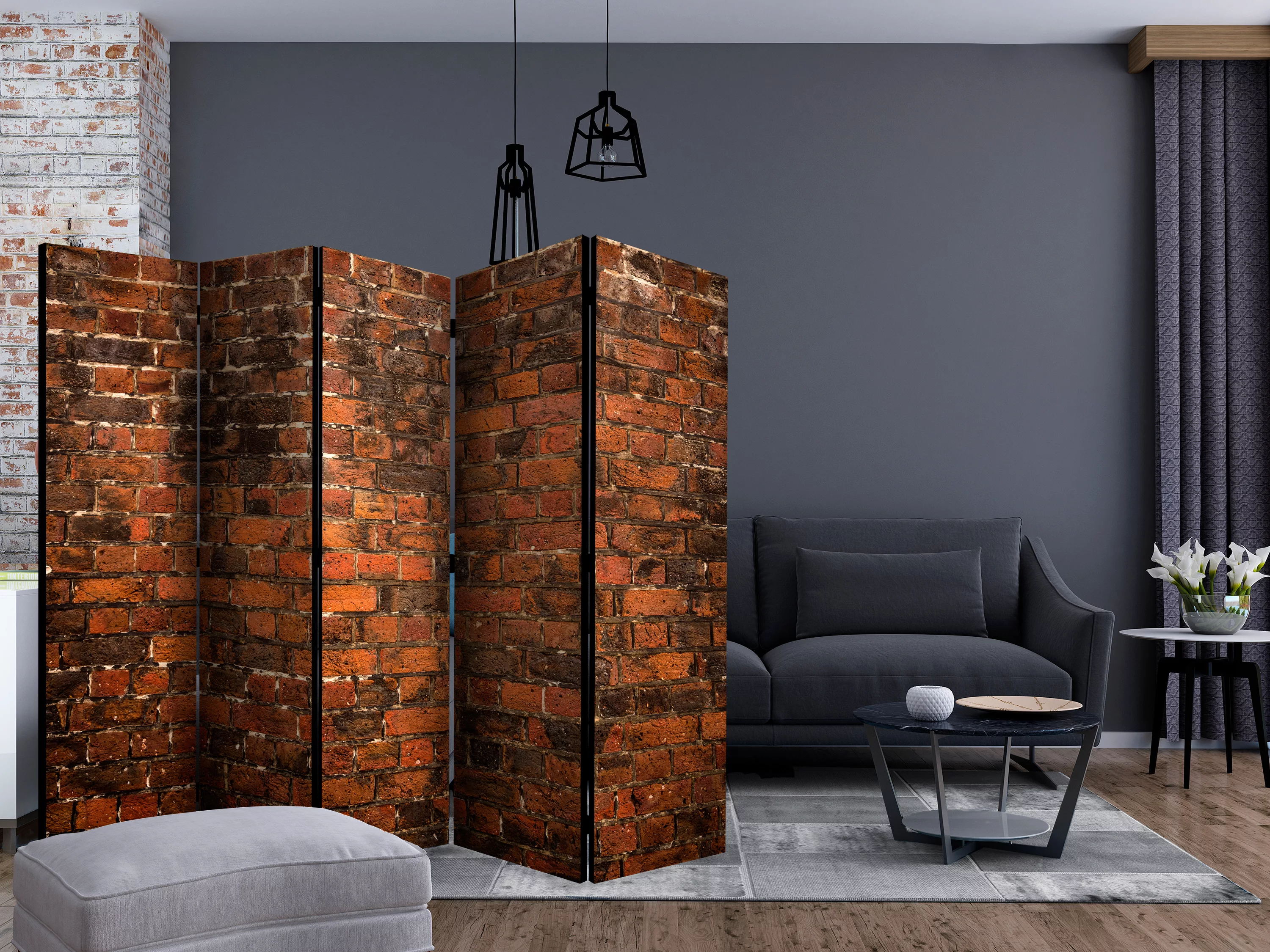 5-teiliges Paravent - Old Brick Wall Ii [room Dividers] günstig online kaufen