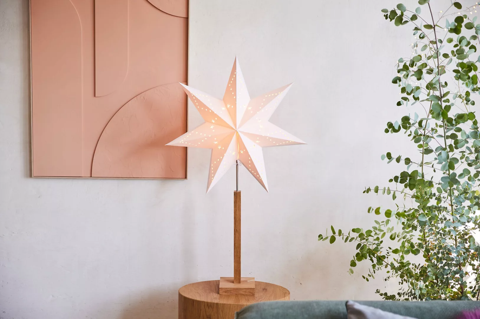 EGLO LED Stern »KARO, beleuchtet, aus Papier und Holz, Höhe ca. 100 cm, Ø S günstig online kaufen