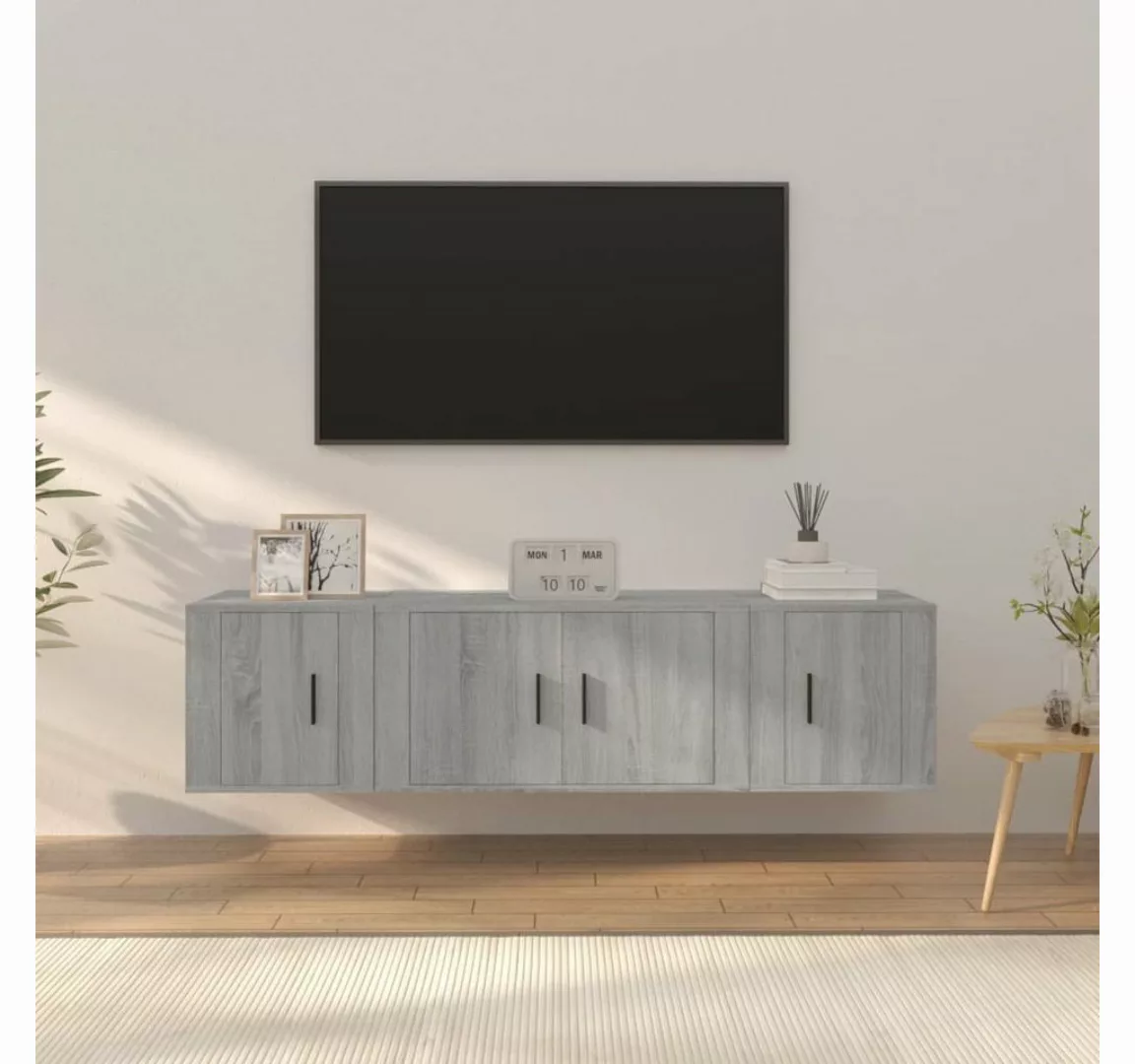 furnicato TV-Schrank 3-tlg. TV-Schrank-Set Grau Sonoma Holzwerkstoff günstig online kaufen